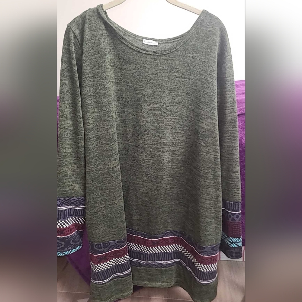 Egy California Women's Size 2XL Tunic A-Line Casual Dress Tribal Panel Accent